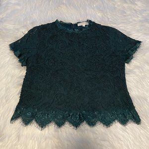 ADIVA Dark Green Textured Lace Blouse